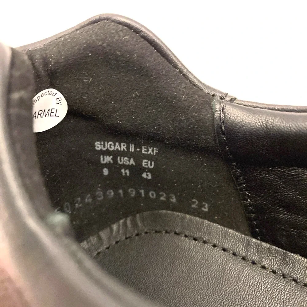Hotter Sugar II Shoes Womens 11 Wide EXF Hook Loop Close Monkstrap Black Leather